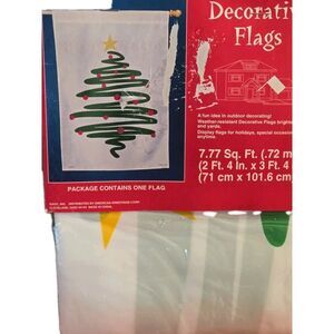 AMERICAN GREETINGS VINTAGE CHRISTMAS TREE FLAG = 2' 4" x 3" 4" - FACTORY SEALED